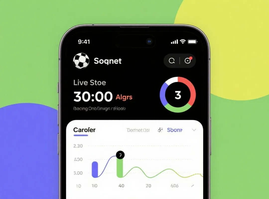 应用功能界面示意图：比分提醒与数据面板