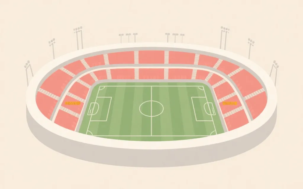 球场座位分层与中线视角示意的观赛指南插图